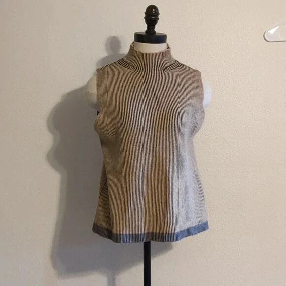 Joseph A Mock neck brown sleeveless sweater vest size L - Picture 1 of 4